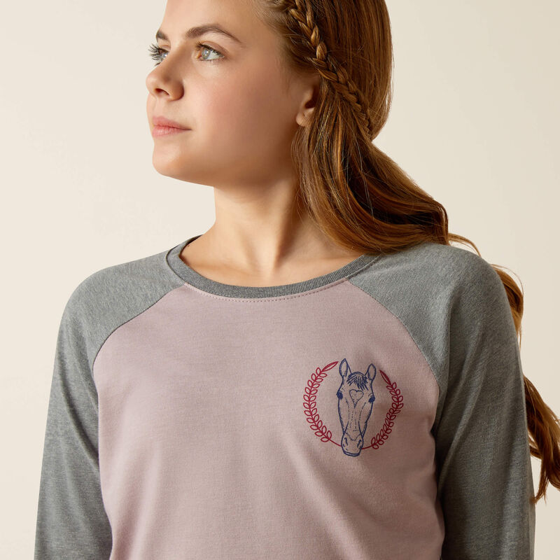 Ariat Yth Heart Star Tee Purple/Heather Grey