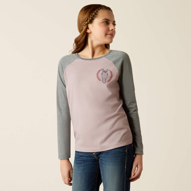 Ariat Yth Heart Star Tee Purple/Heather Grey