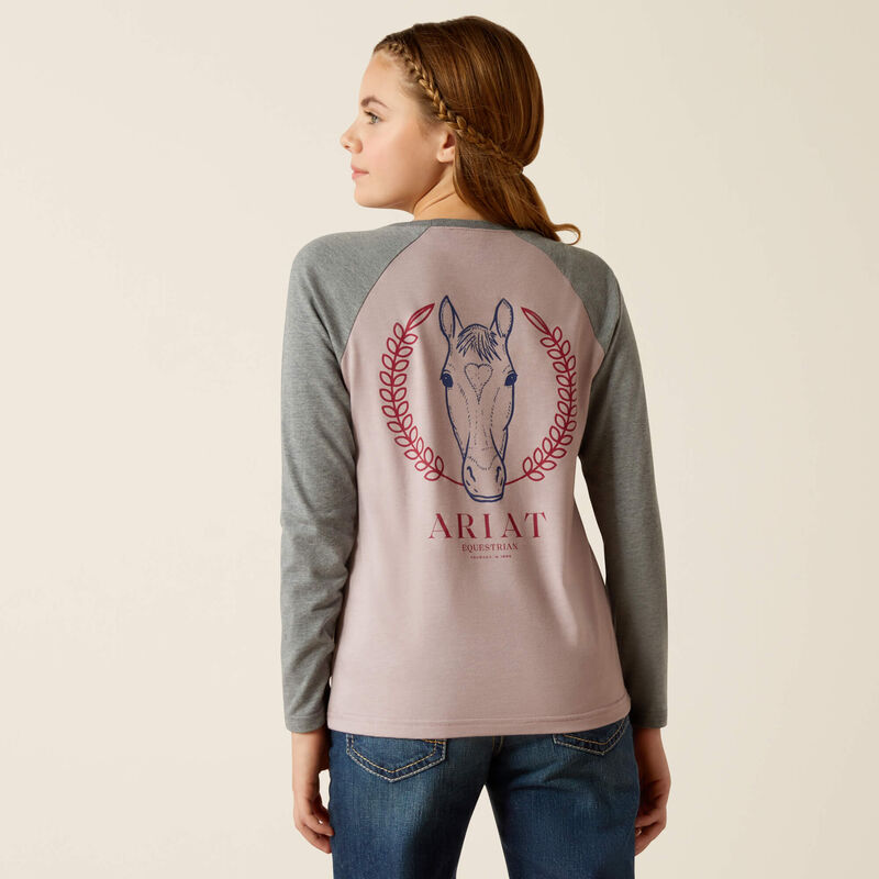 Ariat Yth Heart Star Tee Purple/Heather Grey