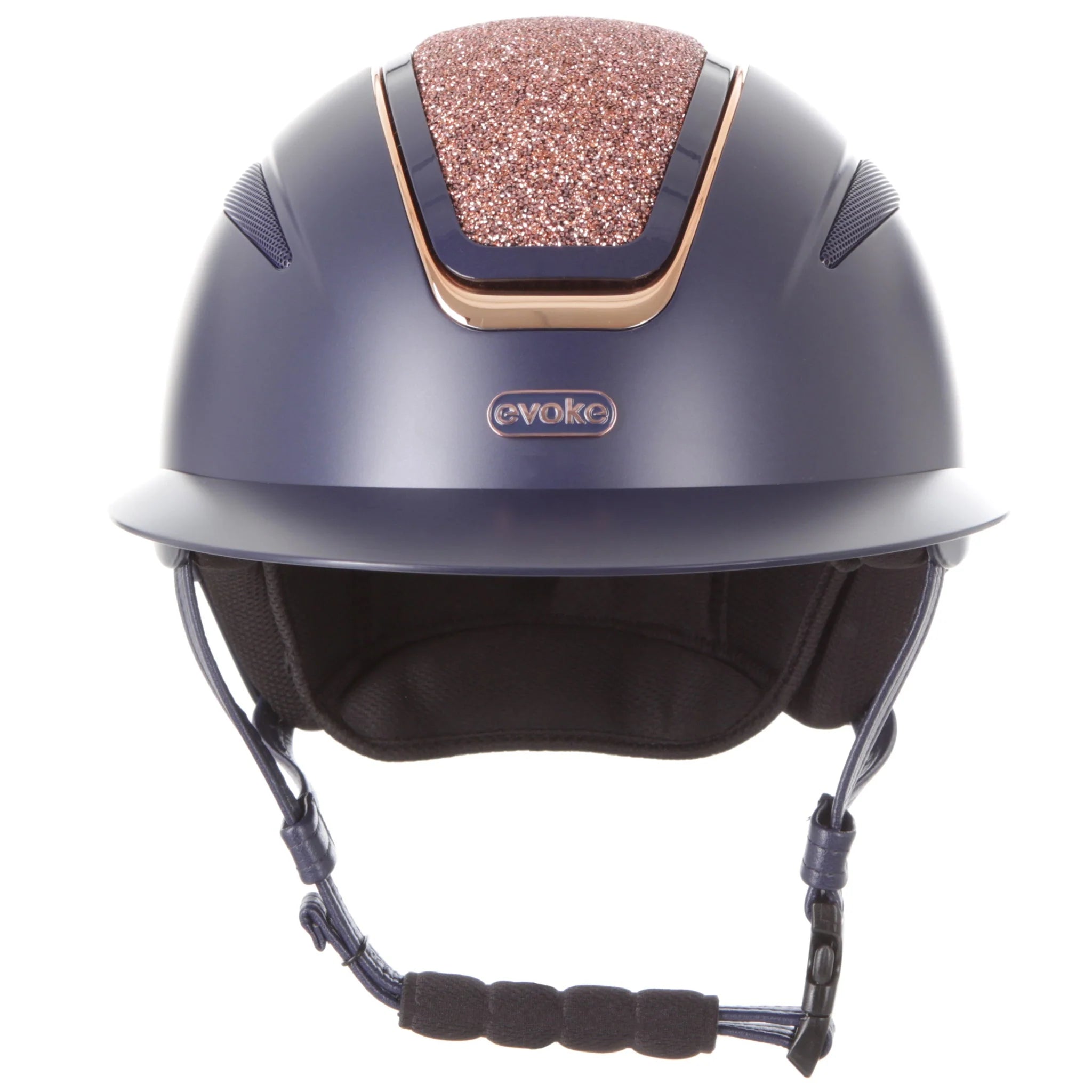 Evoke Callisto Wide Peak Navy/Rose Gold Crystal