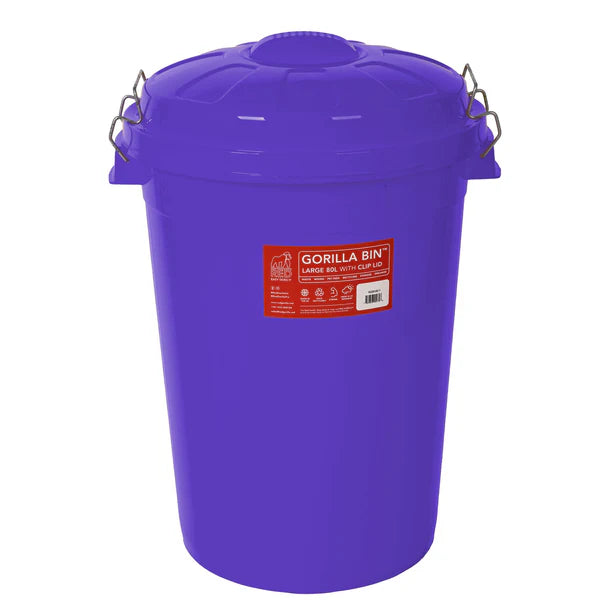 Gorilla Bin with Clip Lid 80L