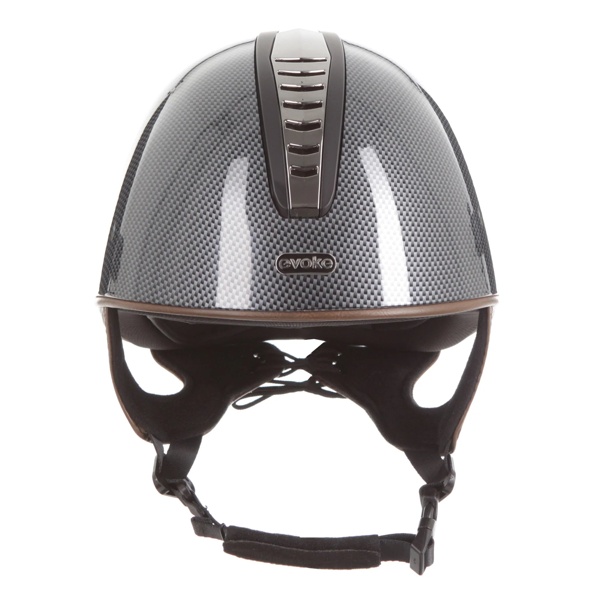 Evoke Orion Jockey Skull High Shine Carbon/Gunmetal/Black/Tan Harness